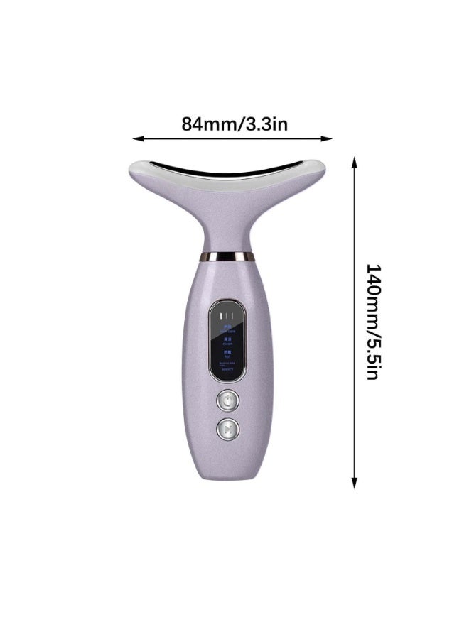 جهاز العلاج بالضوء الأحمر للوجه والرقبة – مدلك وجه ورقبة LED متعدد الوظائف 4×1 بأربع ألوان علاج ضوئي، جهاز نحت وشد البشرة مع الاهتزاز والتسخين، لتحسين مرونة الجلد وشد الوجه والرقبة، تصميم مريح على شكل ذيل الدولفين، قابل للشحن للاستخدام المنزلي اليومي - Image 2
